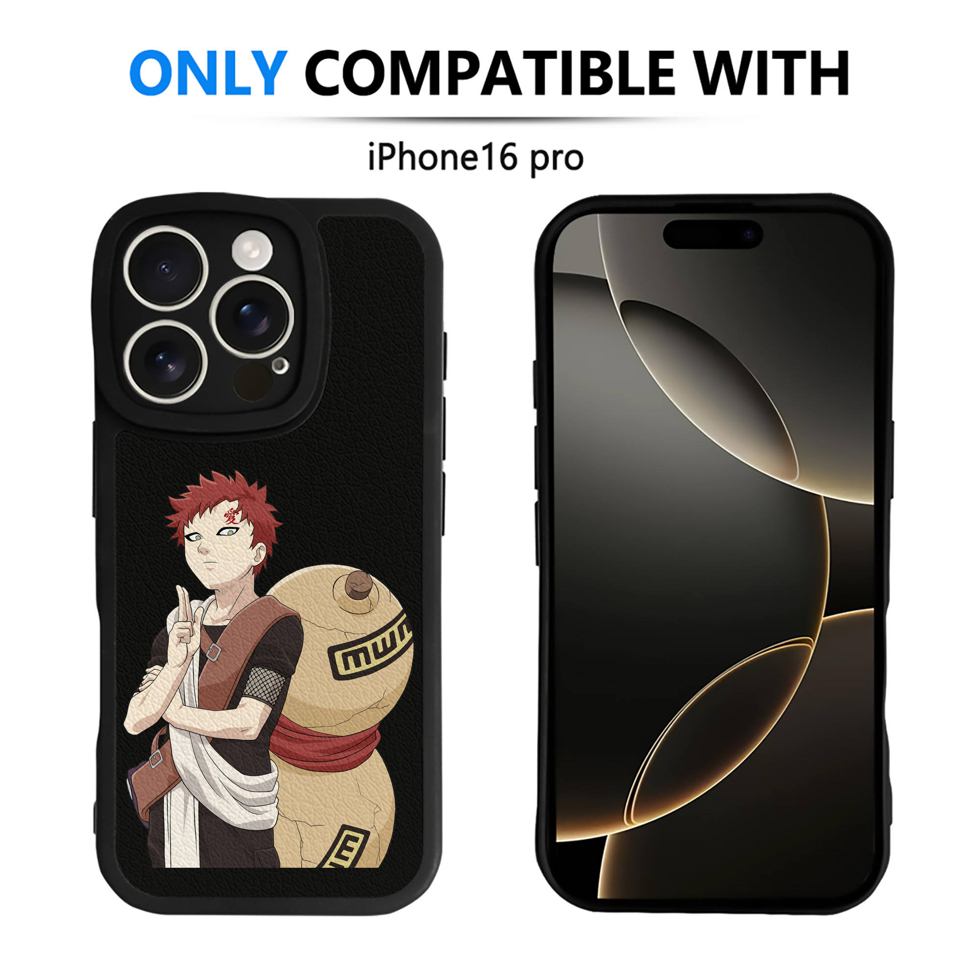 （画像用） NARUTO -ナルト- ガアラ Gaara 【iPhone 16シリーズ対応】シリコンスマホケース（レザー調） 材質：シリコン
